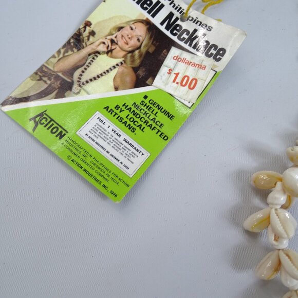 VTG 70s 1976 Shell Necklace Hawaiian BoHo Hippie Hand Crafted Philippines Action - Picture 5 of 5